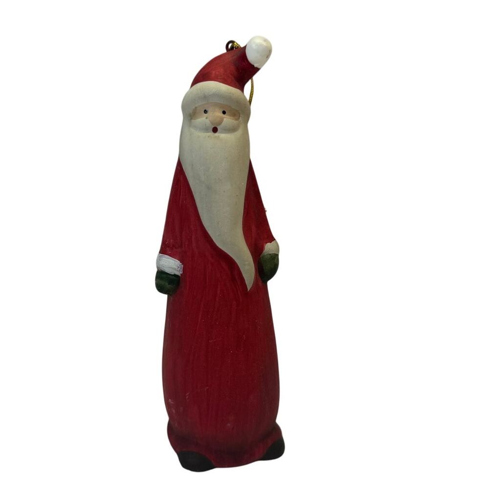 VTG Hand Painted Santa Christmas Tree‎ Ornament Retro Decor Ceramic OOAK